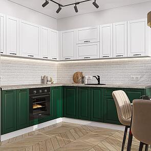 Модульный кухонный гарнитур Дублин-02 Special Green, Special White/Белый 2140x2200/2400x600