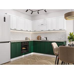 Модульный кухонный гарнитур Дублин-02 Special Green, Special White/Белый 2140x2200/2400x600