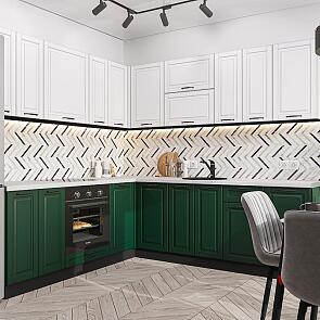 Модульный кухонный гарнитур Дублин-02 Special Green, Special White/Graphite 2140x2200/2400x600