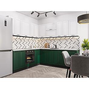 Модульный кухонный гарнитур Дублин-02 Special Green, Special White/Graphite 2140x2200/2400x600