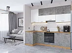 Модульный кухонный гарнитур Флэт-04 Temple Stone 2S, White In 2S/Дуб Вотан 2340x1000/2500x600