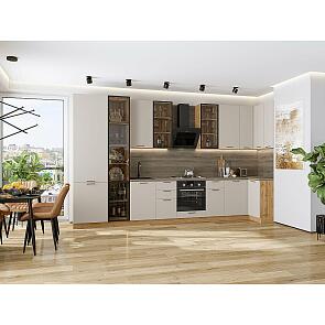 Модульный кухонный гарнитур Флэт-05 Cashmere In 2S/Дуб Вотан 2340x4000/1000x600