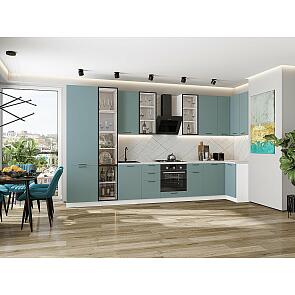 Модульный кухонный гарнитур Флэт-05 Grey-green In 2S/Белый 2340x4000/1000x600