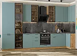 Модульный кухонный гарнитур Флэт-05 Grey-green In 2S/Дуб Вотан 2340x4000/1000x600