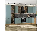 Модульный кухонный гарнитур Флэт-05 Grey-green In 2S/Дуб Вотан 2340x4000/1000x600
