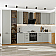 Модульный кухонный гарнитур Флэт-05 Light Grey In 2S/Дуб Вотан 2340x4000/1000x600 Полки стекло