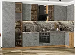 Модульный кухонный гарнитур Флэт-05 Temple Stone 2S/Дуб Вотан 2340x4000/1000x600