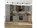 Модульный кухонный гарнитур Флэт-05 Temple Stone 2S/Дуб Вотан 2340x4000/1000x600