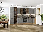 Модульный кухонный гарнитур Флэт-05 Temple Stone 2S/Дуб Вотан 2340x4000/1000x600