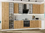 Модульный кухонный гарнитур Флэт-05 Wotan Oak 2S/Белый 2340x4000/1000x600