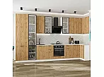 Модульный кухонный гарнитур Флэт-05 Wotan Oak 2S/Белый 2340x4000/1000x600