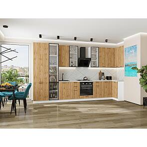 Модульный кухонный гарнитур Флэт-05 Wotan Oak 2S/Белый 2340x4000/1000x600