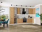 Модульный кухонный гарнитур Флэт-05 Wotan Oak 2S/Белый 2340x4000/1000x600