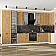 Модульный кухонный гарнитур Флэт-05 Wotan Oak 2S/Белый 2340x4000/1000x600 Полки стекло