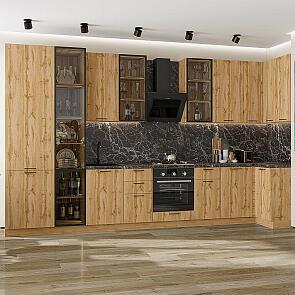 Кухня угловая Флэт-05 Wotan Oak 2S/Дуб Вотан Полки ЛДСП 2340*4000/1000*600