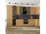Модульный кухонный гарнитур Флэт-05 Wotan Oak 2S/Дуб Вотан 2340x4000/1000x600 Полки стекло