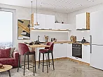 Модульный кухонный гарнитур Фрейм-03 White Silk/Дуб вотан 2140x2200x600
