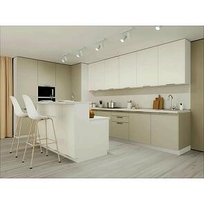 Модульный кухонный гарнитур Фьюжн Silky Grey, Silky White/Белый 2330x4400/2400x600