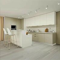 Модульный кухонный гарнитур Фьюжн Silky Grey, Silky White/Белый 2330x4400/2400x600