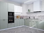 Модульный кухонный гарнитур Квадро-02 Аквамарин, Белый/Белый 2140x2400/2150x600