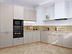 Модульный кухонный гарнитур Квадро-02 Кашемир/Дуб Вотан 2140x2400/2150x600