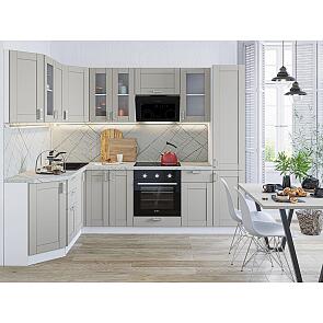 Модульный кухонный гарнитур Лофт-04 Grey Silk/Белый 2140x2600x600