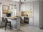 Модульный кухонный гарнитур Лофт-06 Grey Silk/Белый 2140x1500/2300x600