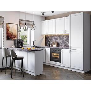 Модульный кухонный гарнитур Лофт-06 White Silk/Белый 2140x1500/2300x600