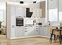 Кухня угловая Нео-03 Cream Silk/Grey Silk/Белый 2140*3000/2100*600