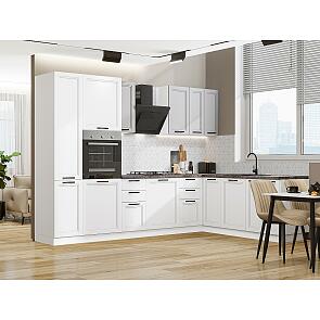 Модульный кухонный гарнитур Нео-03 Grey Silk, White Silk/Белый 2140x3000/2100x600
