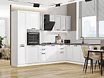 Модульный кухонный гарнитур Нео-03 Grey Silk, White Silk/Белый 2140x3000/2100x600