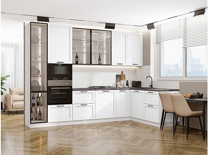 Модульный кухонный гарнитур Нео-04 White Silk/Белый 2340x3200/1800x600