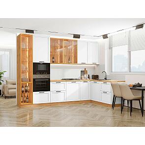 Модульный кухонный гарнитур Нео-04 White Silk/Дуб Вотан 2340x3200/1800x600