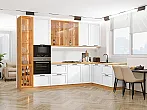 Модульный кухонный гарнитур Нео-04 White Silk/Дуб Вотан 2340x3200/1800x600