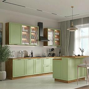 Кухня угловая Ницца Дуб оливковый/Дуб Вотан 3400/1800*2130*600