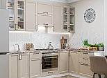 Модульный кухонный гарнитур Сканди-04 Cream Silkwood/Белый 2340x2650/1590x600