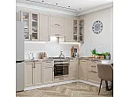Модульный кухонный гарнитур Сканди-04 Cream Silkwood/Белый 2340x2650/1590x600