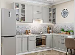 Модульный кухонный гарнитур Сканди-04 Grey Silkwood/Белый 2340x2650/1590x600