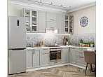 Модульный кухонный гарнитур Сканди-04 Grey Silkwood/Белый 2340x2650/1590x600