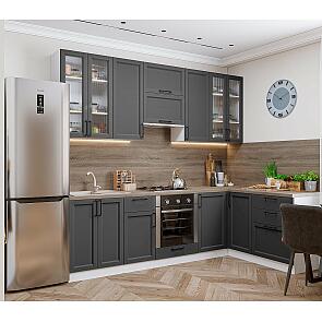 Кухня угловая Сканди-04 Stormy Silkwood/Белый 2340*2650/1590*600