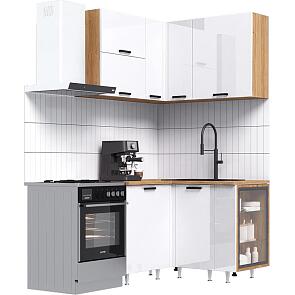 Кухонный гарнитур Рио NEW Белый глянец/Дуб Крафт 2238x1200/1200x600