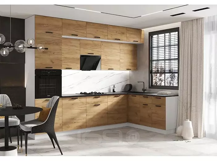 Кухонный гарнитур Рио Дуб Крафт/Белый 2500x3000/1800x600 (Кастилло темный)