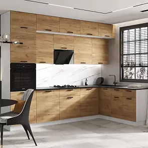 Кухонный гарнитур Рио Дуб Крафт/Белый 2500x3000/1800x600 (Кастилло темный)