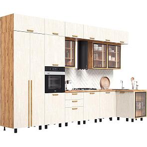 Кухонный гарнитур Рио NEW Шелковый камень/Дуб Крафт 2500x3800/1200x600 (Дуб вотан)