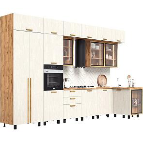 Кухонный гарнитур Рио NEW Шелковый камень/Дуб Крафт 2500x3800/1200x600 (Дуб вотан)