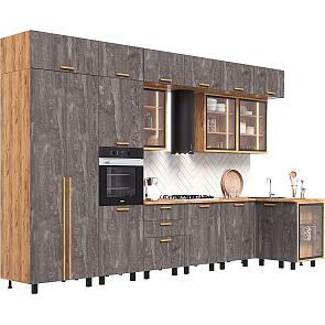 Кухонный гарнитур Рио NEW Железный камень/Дуб Крафт 2500x3800/1200x600 (Дуб вотан)