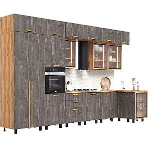 Кухонный гарнитур Рио NEW Железный камень/Дуб Крафт 2500x3800/1200x600 (Дуб вотан)