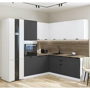 Модульный кухонный гарнитур Евро Лайн-04 Белый, Антрацит/Белый 2140x1800/2150x600