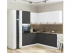 Модульный кухонный гарнитур Евро Лайн-04 Белый, Антрацит/Белый 2140x1800/2150x600