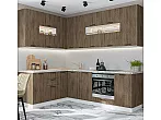 Модульный кухонный гарнитур Флэт-02 Brown Casella Oak 2S/Белый 2340x1700/2400x600